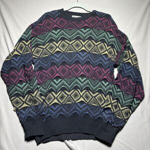 Vintage‎ 90s Sansabelt Sport Coogi-Style Biggie 3D Textured Sweater Size Medium